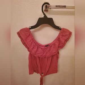 Women's Orange Ruffled Top